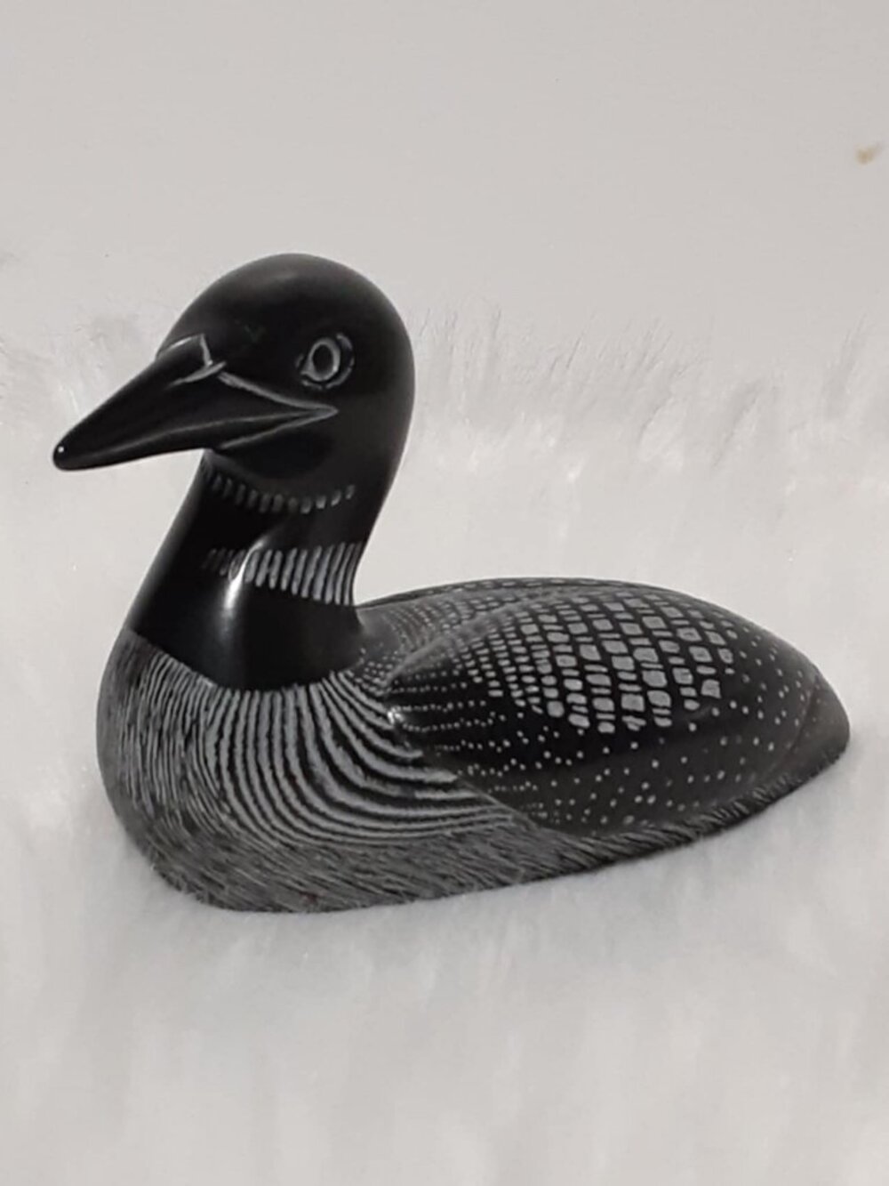 BOMA Carved Soapstone Duck / Loon Figurine Sculpture Paperweight Decor Canada 5"